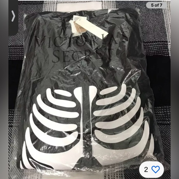 Victoria’s Secret Pink Halloween One Piece Pajamas Pjs skeleton Black Large 2X - Picture 5 of 7